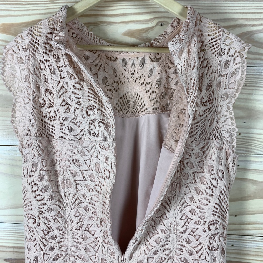 White House Black Market Lace Shell Womens 6 Pink Sleeveless Coquette Romantic - Picture 4 of 9